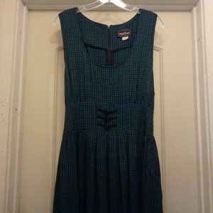 PREPPY SCHOOLGIRLCORE KAWAII VINT GREEN & BLACK PLAID WAIST CORSET MAXI DRES…